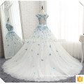 Real Photo Heavy beaded sweet floral wedding dress arabic style wedding dress dubai luxury puffy Light Sky Blue wedding dresses